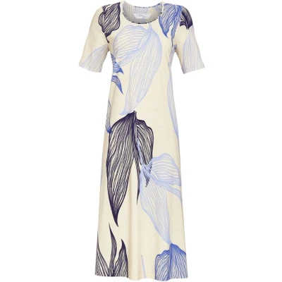 Afbeelding van Ringella nachthemd blauwe bladeren Beige Maat 50