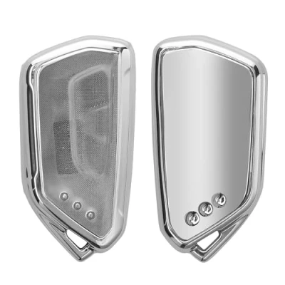 Afbeelding van kwmobile autosleutelhoes geschikt voor VW Golf 8 5 knops Seat Leon MK4 Tarraco Atec TPU beschermhoes in hoogglans zilver