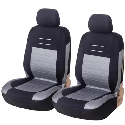 Afbeelding van Autostoelhoezen voorstoelen Grijs Zwart Auto kledingset Universeel Voertuigheffingen voor heffingskortingen &amp; passagiers accessoires Interieur Decoratie