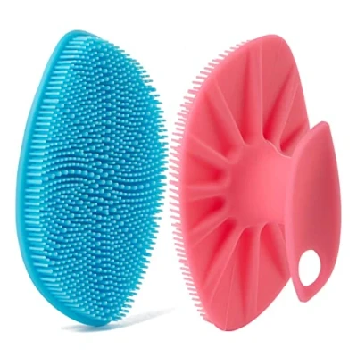 Afbeelding van HieerBus siliconen gezichtsschrobber, gezichtsreinigingsborstel gezichtswasborstel, zachte exfoliatorpad en stimulator, voor mannen vrouwen die reinigen exfoliëren (blauw+roze)