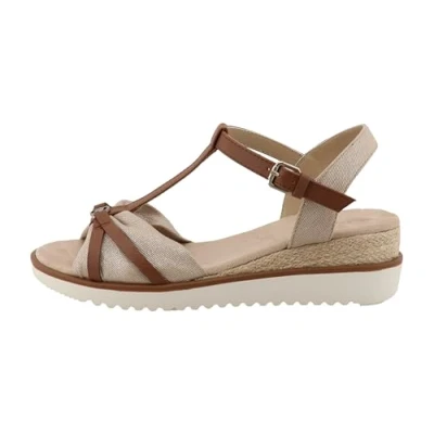 Afbeelding van TOM Tailor Sandalen met sleehak, Dames, Maat: 40, Gold Polyester