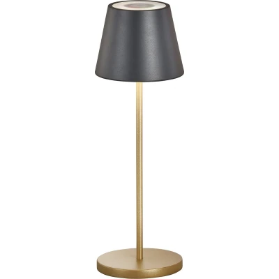 Afbeelding van FHL easy! Mobiele Tafellamp Cosenza 2.0 (Accu) 1x LED 2,0 W + 1,0W RGB (incl.) 2700K Ø11cm, H:34cm USB oplading Zandzwart/Goud
