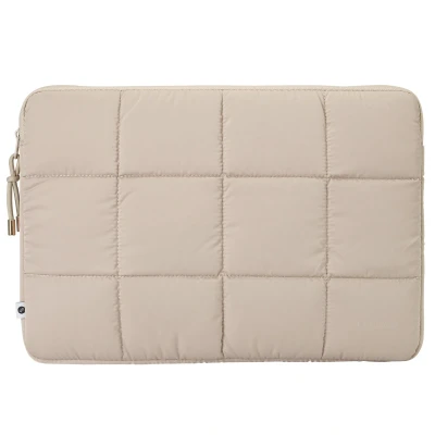 Afbeelding van Selencia Puffy Laptop Hoes Laptopsleeve 16 Inch / 15 15.6 Polyester Beige