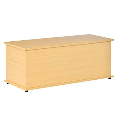 Afbeelding van HOMCOM kist opbergkist houten met scharnierdeksel spaanplaat beuken 100 x 40 cm