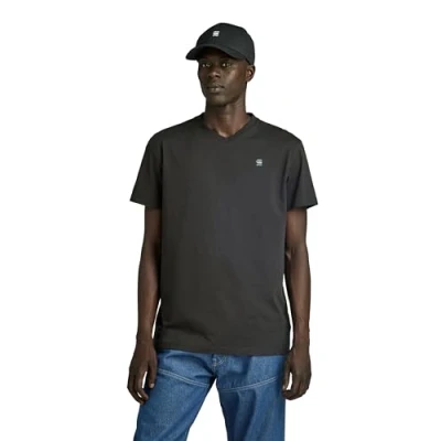 Afbeelding van G Star Bases Vneck Tshirt basic, Heren, Maat: Medium, Dark black