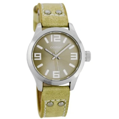 Afbeelding van OOZOO Timepieces Zilverkleurige horloge met zand leren band JR260