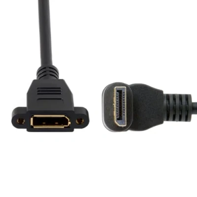 Afbeelding van Cablecc DisplayPort stekker naar bus 90 graden boven schuine verlengkabel