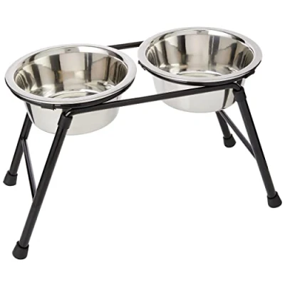 Afbeelding van Classic Pet Products 4552 dubbele voerbak, met standaard en 2 roestvrijstalen platen, x 900 ml, hoogte 220 mm