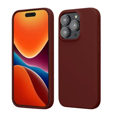 Afbeelding van kwmobile Case voor iPhone 15 Pro Slank TPU Hoesje met Zachte Afwerking In wijnrood