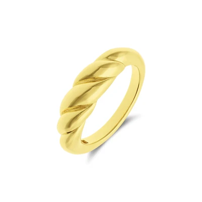 Afbeelding van Lucardi Dames Zilveren goldplated Ring croissant 925 Zilver Goudkleurig 16.50 / 52 mm