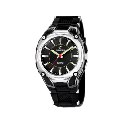 Afbeelding van Calypso K5560/2 Quartz herenhorloge met zwarte wijzerplaat analoog display en plastic band, zwart/zwart, Riemen.