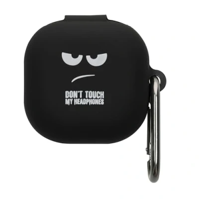 Afbeelding van kwmobile Hoes geschikt voor Samsung Galaxy Buds FE Siliconen cover oordopjes in wit / zwart Don&#039;t Touch My Headphones design