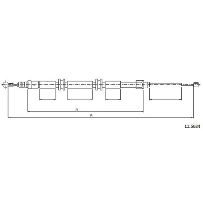 Afbeelding van METZGER 11.6684 Handremkabel Links achter, Rechts 2015/920 Schijfremmen COFLE RENAULT: Kangoo II Express, / Grand