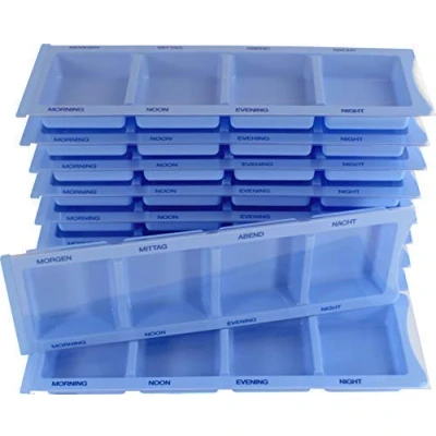 Afbeelding van Medicijndispenser Medi Inn tablettenbox pillendoos Dages Dispenser met 4 vakken (blauw XL speciaal, 10 stuks)