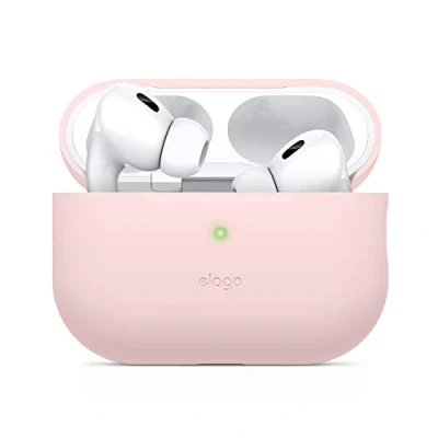 Afbeelding van elago Silicone Hoesje Compatible met Apple AirPods Pro 2e Generatie Case Cover (2022), Beschermend Geval, Front LED Zichtbaar Hoes, Ondersteunt Draadloos Laden (Lovely Roze)