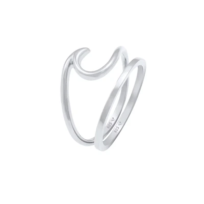 Afbeelding van Elli WAVE Ring, Dames, Maat: 54, Silber