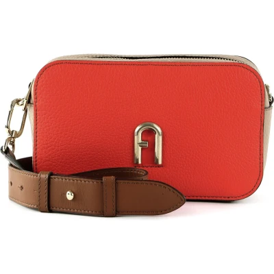 Afbeelding van FURLA Leren Schoudertas Avondtas Primula Mini Crossbody Spritz + Greige Cognac H Rood