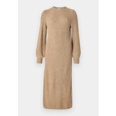 Afbeelding van Object OBJDITTE RE L/S KNIT MIDI DRESS NOOS, Desert Taupe/Detail: melange, XS
