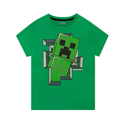 Afbeelding van Minecraft Jongens Creeper T shirt 158, groen, 158