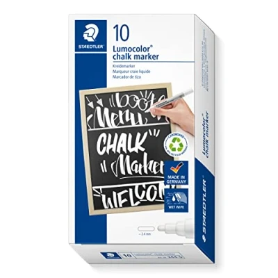 Afbeelding van Staedtler, Marker, Krijtmarker Lumocolor 344 wit (10 stuks) (Wit, 2.40 mm, 1 x)