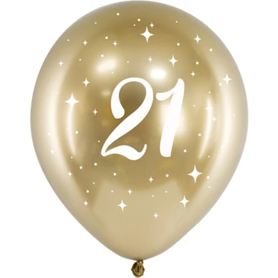 Afbeelding van Partydeco Glossy ballonnen gold 21 jaar (6 stuks)