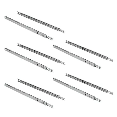 Afbeelding van Emuca Set ladegeleiders, met kogellager, 17x374 mm, voor gedeeltelijke opening, Verzinkt, 5 st.