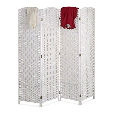 Afbeelding van Relaxdays kamerscherm 4 panelen roomdivider kamerverdeler klapbaar scheidingswand wit