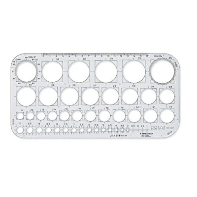 Afbeelding van STAEDTLER Cirkelsjabloon Mars, transparant, voor cirkels van 1 36 mm, in stappen 0,5 mm en 576 01 F