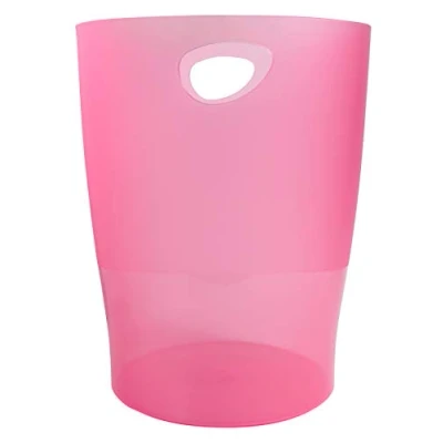 Afbeelding van Exacompta 45354D Set met 8 vuilnisbakken handgrepen ECOBIN grote inhoud 15 liter afmetingen 26,3 x 33,5 cm 1 jaar garantie framboos transparant