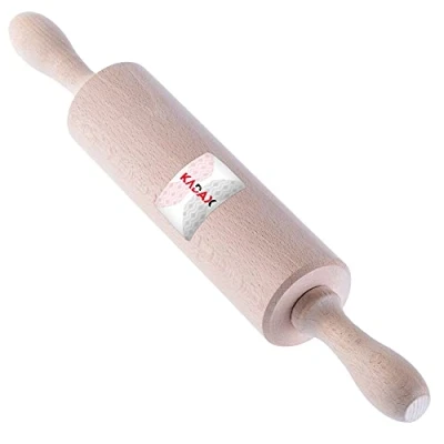 Afbeelding van KADAX deegroller, verstelbare pastamrol voor bakken, pizza, deeg, 38 cm lang, bakaccessoires met handgrepen, roller van hout, bakrol kogellagers, stabiel