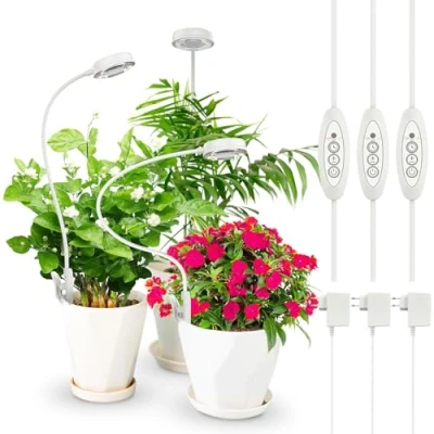 Afbeelding van SANSI Plantenlamp, 48 LED Groeilicht met Volledig Spectrum 4000K, 10W Groeilamp voor Binnen 3H/6H/12H Automatische Timer en 4 Helderheid Kleine Planten (3 Stuk)
