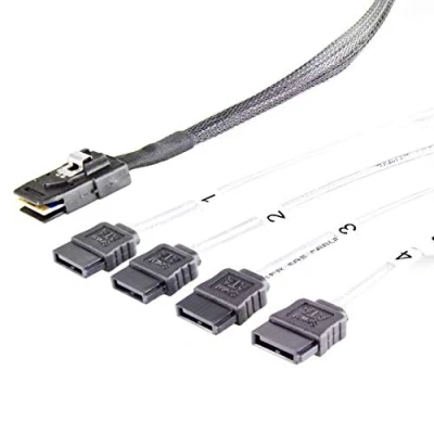 Afbeelding van FANTEC SRC mini SAS naar 4x SATA kabel (SAS SFF8087 SATA, 6Gbits/s per poort, voor serverbehuizingen van de serie)