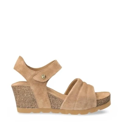 Afbeelding van Panama Jack Valley Sandalen met plateauzool, Dames, Maat: 40, Bark Veloursleer