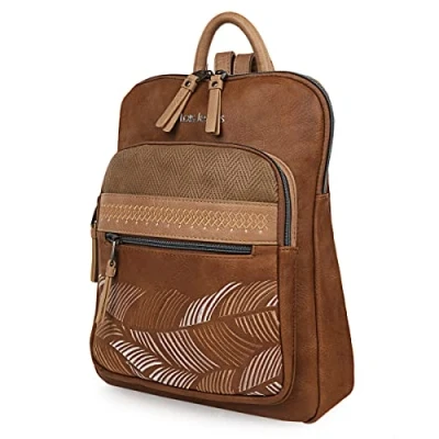 Afbeelding van Lois 310723 damesrugzak, Casual kleine rugzak, diefstalbeveiliging, Bruin, S,