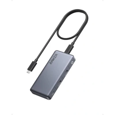 Afbeelding van Anker 343 USB C hub (7 in 1, Dual 4K HDMI) met 100 W Power Delivery, twee HDMI poorten, 1 upstream poort, 3 A en 5 Gbps datapoorten voor Dell laptops, thinkpads