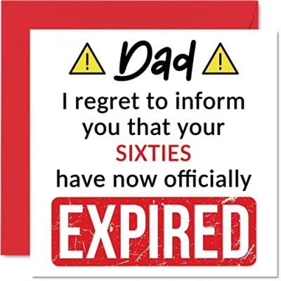 Afbeelding van Grappige 70e verjaardagskaarten voor papa Your Sixties Have Expired Happy Birthday Card van zoon dochter, 145mm x Banter Joke Humor Bday wenskaarten Gift