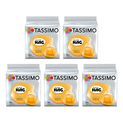 Afbeelding van Tassimo Café HAG Crema Ontcafeïneerde koffiecapsules 5 verpakkingen (80 porties)