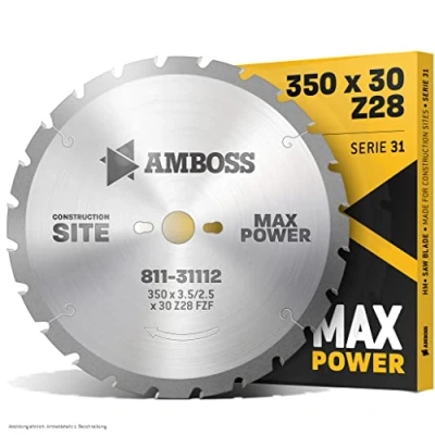 Afbeelding van AMBOSS Werkzeuge Hoogwaardig HM cirkelzaagblad, voor extreem gebruik op bouwplaatsen, FWF (Ø 350 mm x 3,5 30 (28 tanden))