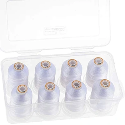 Afbeelding van New brothread Polyester Machine Borduurgaren 1000m met plastic opbergdoos voor borduren en quilten 8xWit
