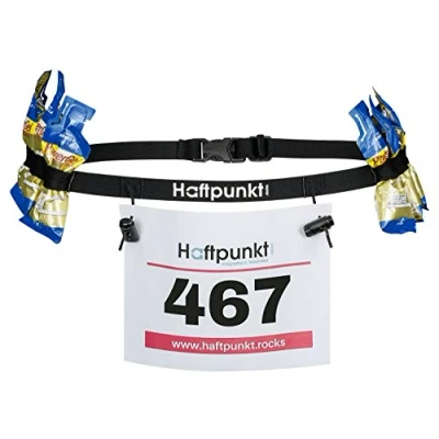 Afbeelding van HAFTPUNKT Startnummerband triathlon of Marathon (heren, dames en kinderen) // voor startnummerbevestiging de lichtgewicht riem inclusief 6 gelhouders