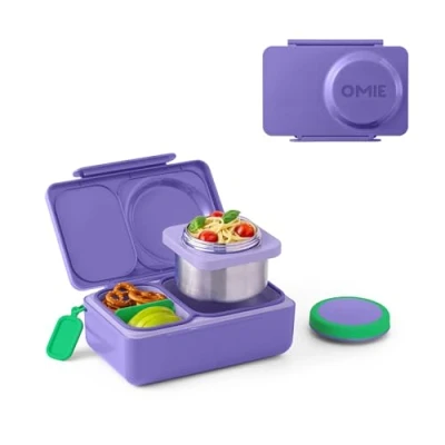 Afbeelding van Omie Box UP Bento voor kinderen, geïsoleerde lunchbox Lekvrije thermoskan Koelijspak 2 compartimenten (grafiet)