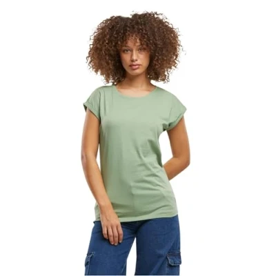 Afbeelding van Build Your Brand Dames T shirt Ladies Extended Shoulder Tee, bovenstuk voor vrouwen met overgesneden schouders verkrijgbaar in vele kleuren, maten XS 5XL, Paleleaf, 3XL