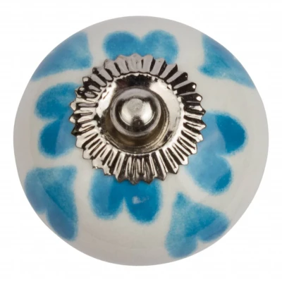 Afbeelding van Good in Style Meubelknop 40mm wit blauw hartjes