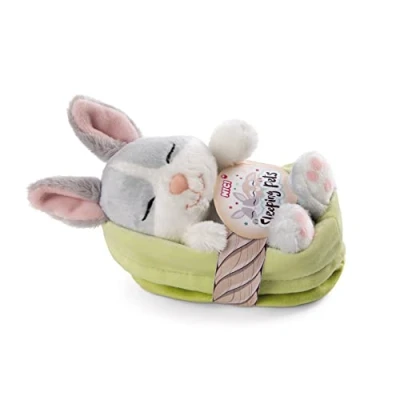 Afbeelding van NICI knuffeldier konijn grijs 12 cm knuffel van zachte pluche, schattig pluchen dier in een mandje om mee te knuffelen en spelen, voor kinderen &amp; volwassenen, 48706, leuk cadeautje, lichtgrijs