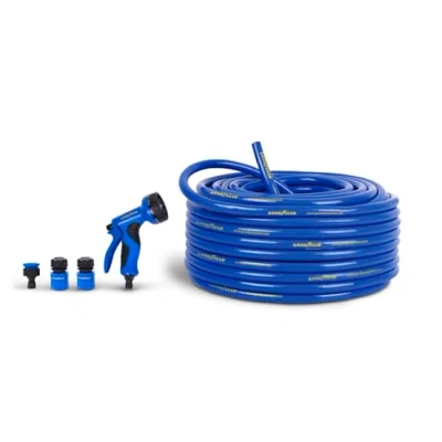 Afbeelding van Tuyau arrosage 25m + Pistolet multi jets 9 fonctions 3 raccords Anti torsion UV 24 bar Ø 13 mm GOODYEAR PVC Tri couches