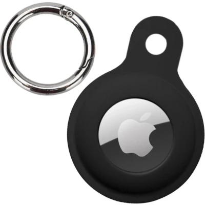 Afbeelding van Hoesje Geschikt voor Apple AirTag Sleutelhanger Houder Siliconen Hoes Zwart