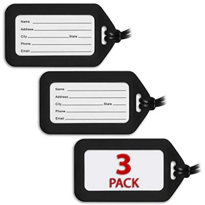 Afbeelding van Mifflin Bagagelabels Zwart, 3 pack Reistaslabel voor bagage Kofferlabels