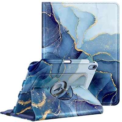 Afbeelding van FINTIE Roterende hoes compatibel met iPad 10e generatie (model 2022) 10,9 inch 360 graden draaibare beschermhoes potloodhouder, automatisch waken/slapen, oceaanmarmer