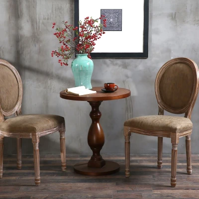 Afbeelding van Lot van 2 Louis XVI stoelen in medaillonstijl, gepatineerd hout en Simili taupe Menzzo