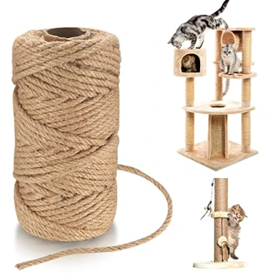 Afbeelding van Jute koord, natuurlijk jutetouw, 6 mm x 50 m, henneptouw, tuintouw voor decoratie, knutselen, tuinieren